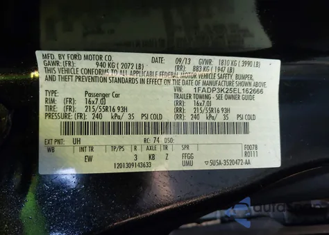 2014 Ford Focus Se из США, поврежденный, VIN 1FADP3K25EL162666